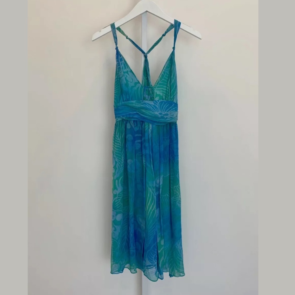 SEAN BY SEAN COMBS BLUE GREEN FLORAL DRESS SIZE US 8